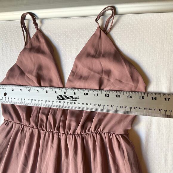 TOBI Women Maxi Dress size M Sleeveless Deep Cut V-neck Slit Backless Dusty Pink - Picture 3 of 12